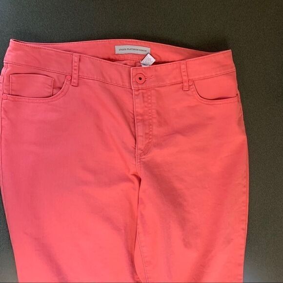 Chico’s platinum denim culottes coral 25 .34/23. - Picture 7 of 7